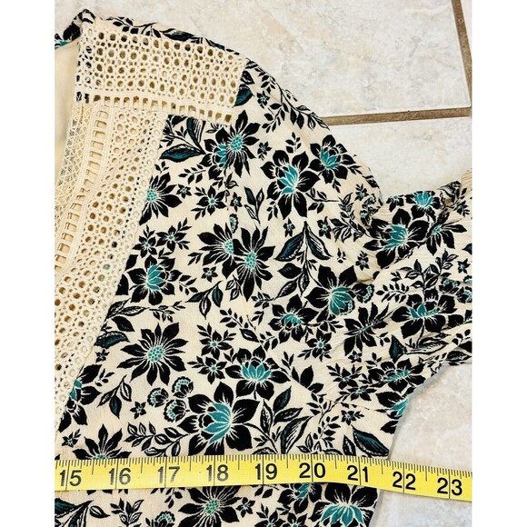 Torrid Size 2X Gauze Lace-Up Skater Dress Floral Tasseled Lined Boho Feminine - Picture 13 of 16